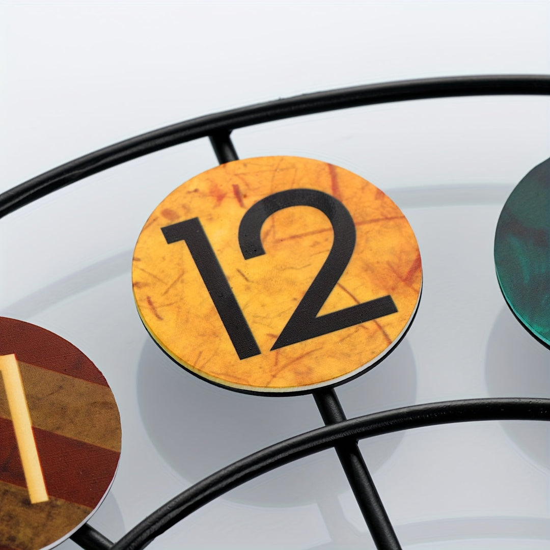 colorful Metal Wall Clock | Retro Iron Design