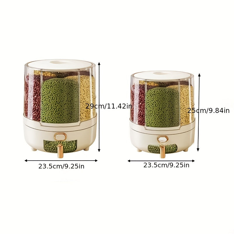 Rotating Airtight Food Storage Container | Large-Capacity Grain &amp; Cereal Dispenser with 360° Design