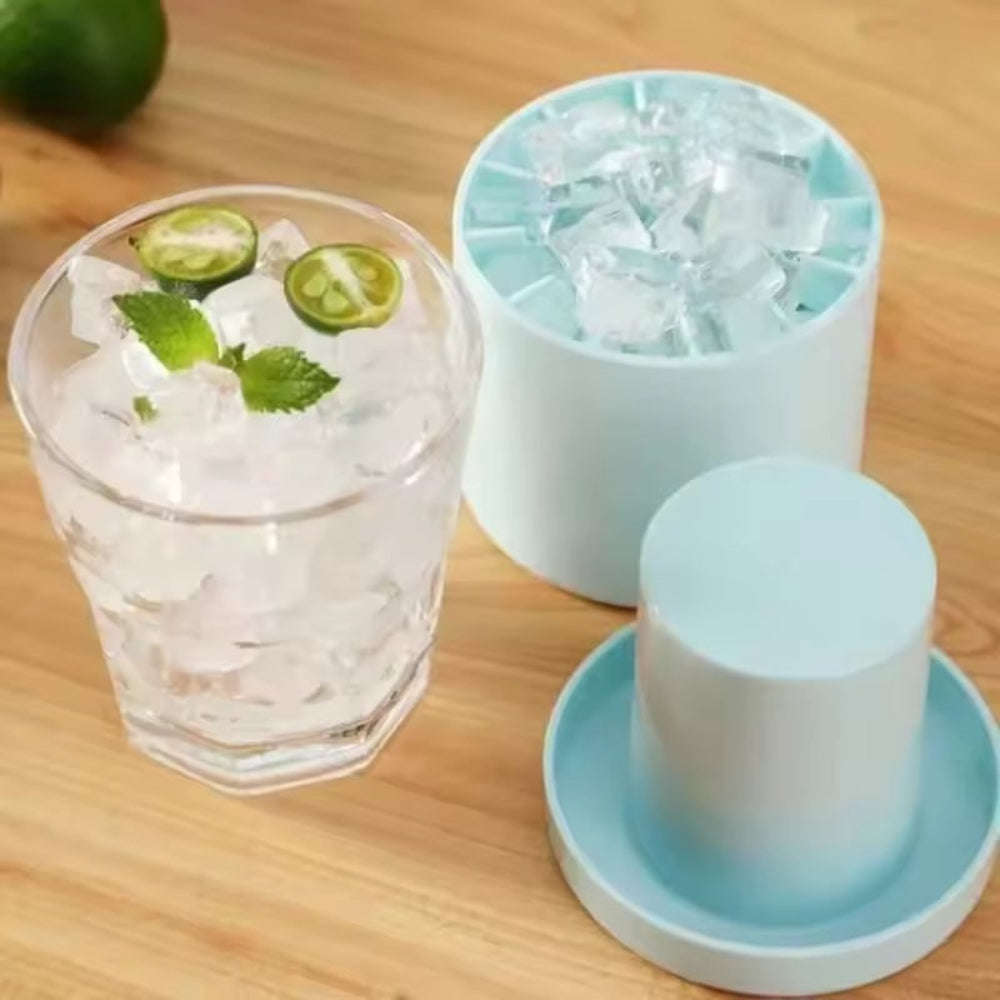 Cooling Silicone Ice Tray Maker Lidded Stackable Ice Cube Mold