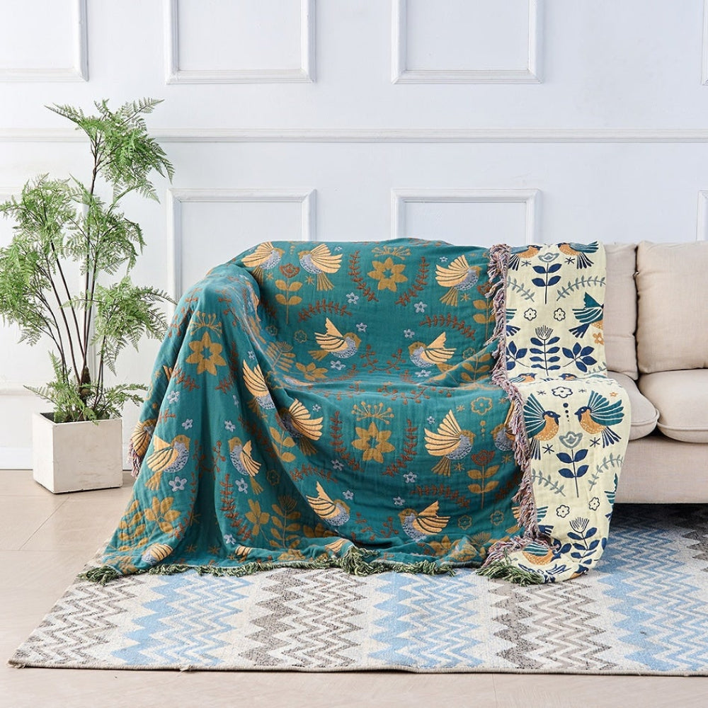 Cooling Throw Blanket Reversible Decorative Layered