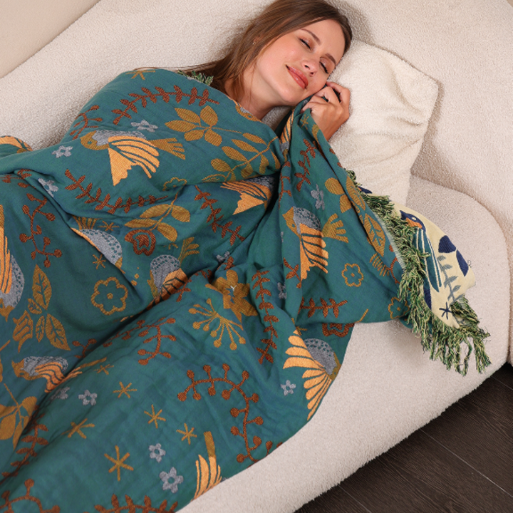 Cooling Throw Blanket Reversible Decorative Layered