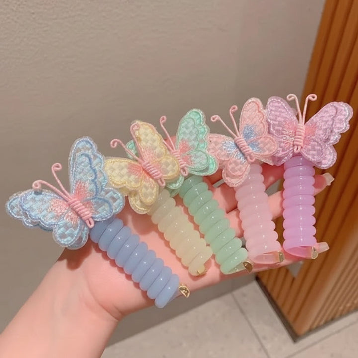 Cute Hair Bands Spiral Ties Butterfly Design