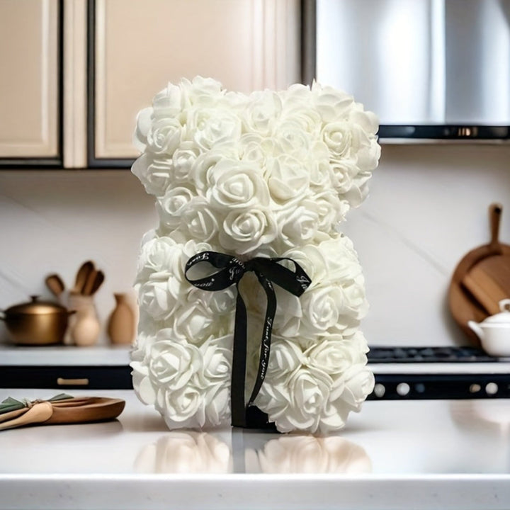 Mothers Day Rose Bear Gift Artificial Flower Teddy Bear Decor