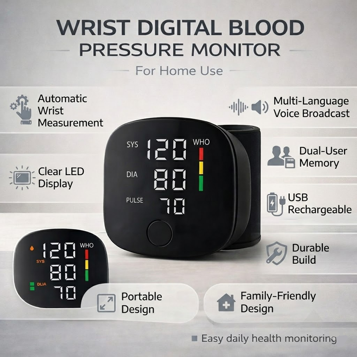 Digital Blood Pressure Monitor Wrist Automatic