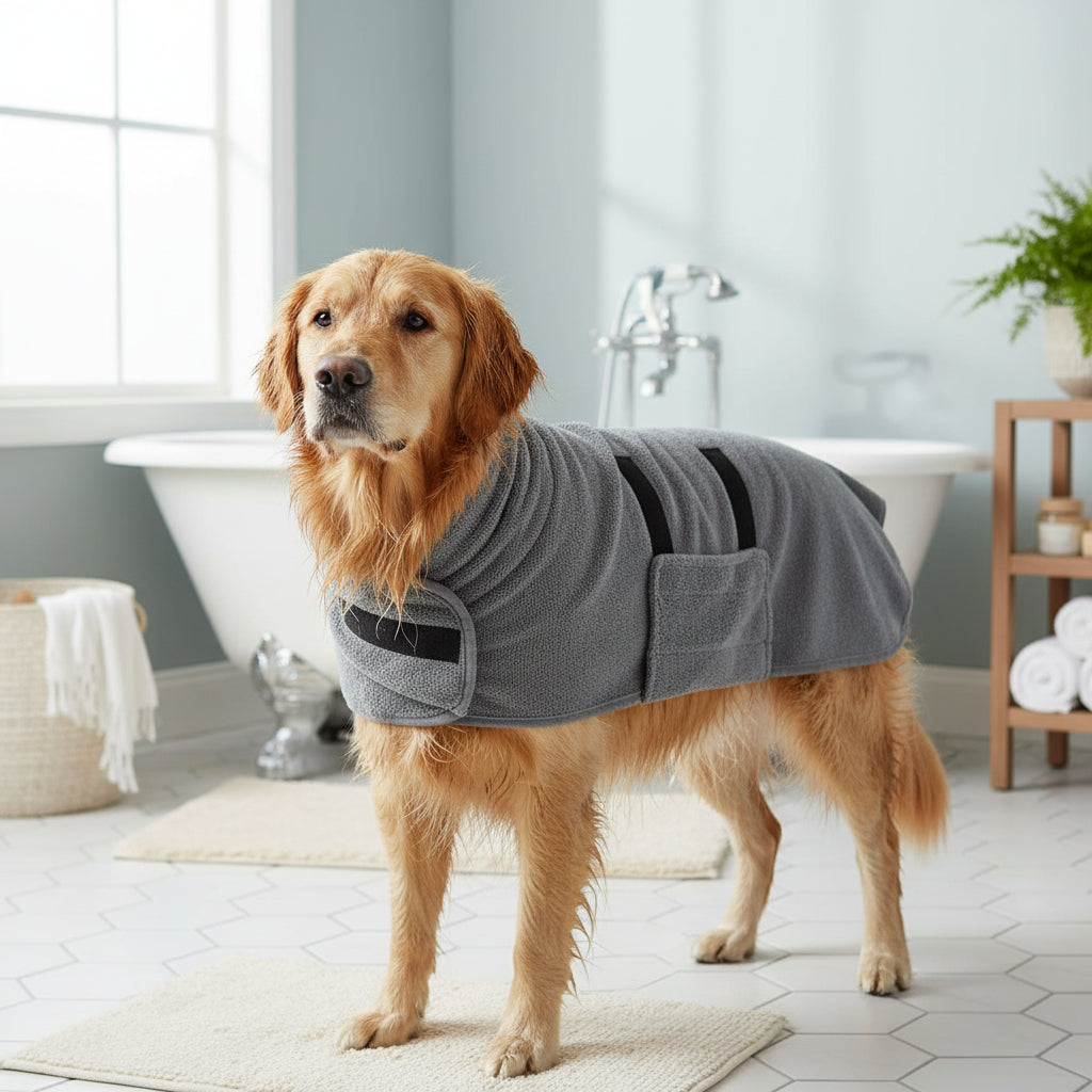 Dog Towel Drying Coat Adjustable Fit Pets Dog Bath Towel