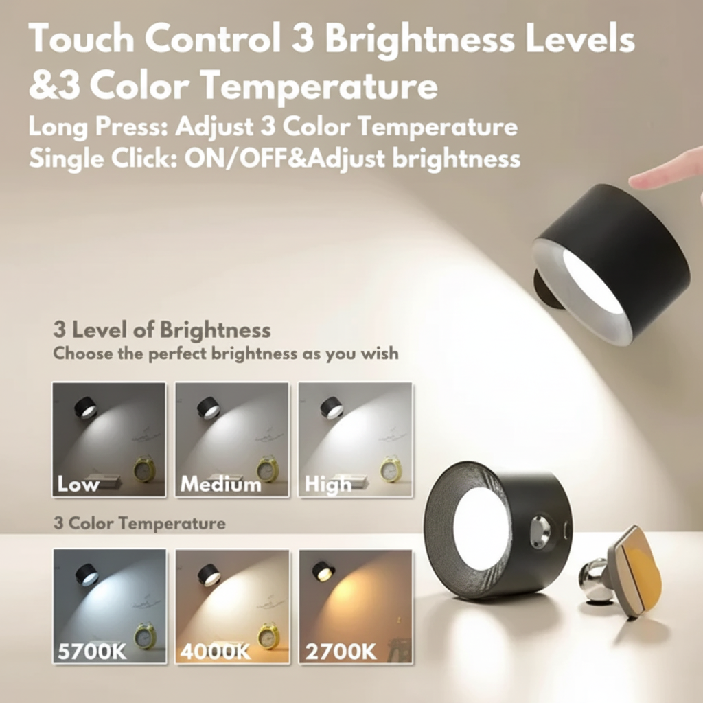 Wall Light Rechargeable LED Adjustable Magnetic Mount