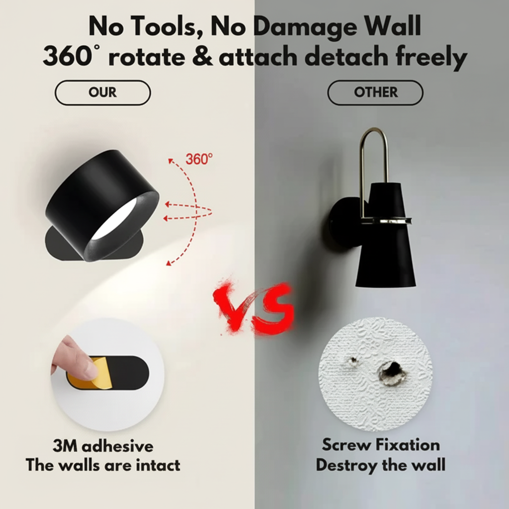 Wall Light Rechargeable LED Adjustable Magnetic Mount
