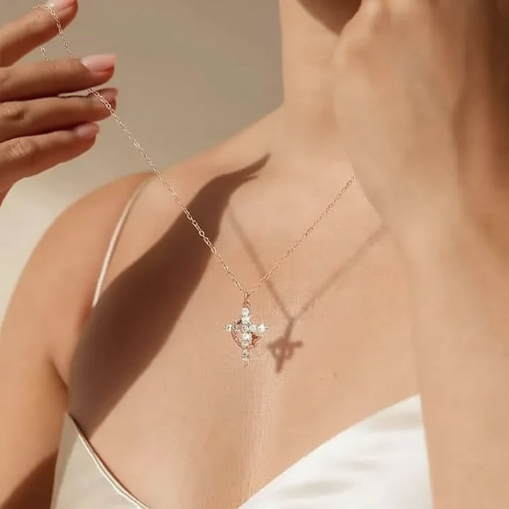 Cross Necklace Crown Pendant Gold Silver Faith jewelry