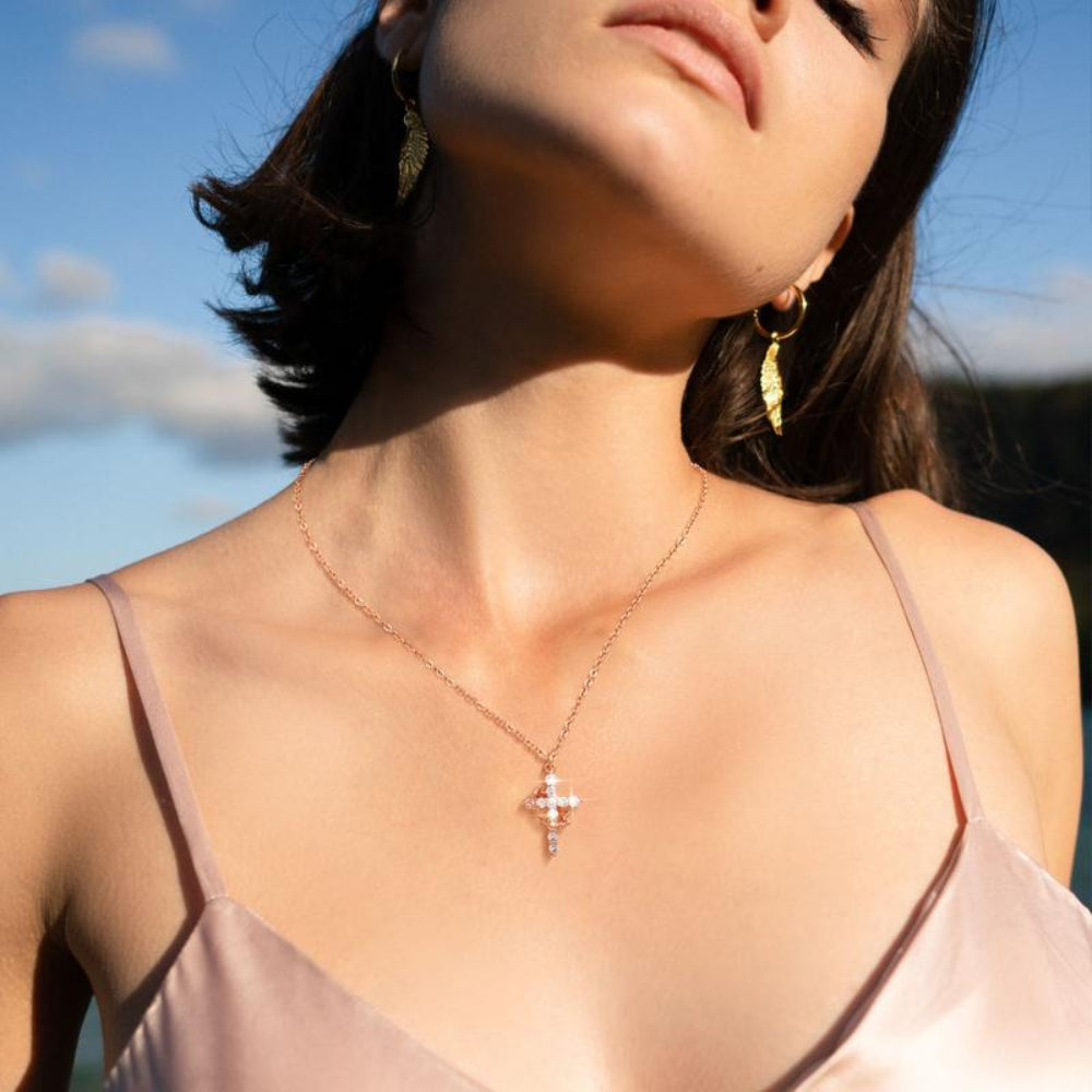 Necklace Cross Pendant Crown Mothers Day Faith jewelry Gift
