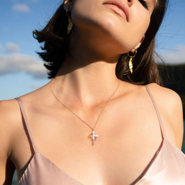 Necklace Cross Pendant Crown Mothers Day Faith jewelry Gift