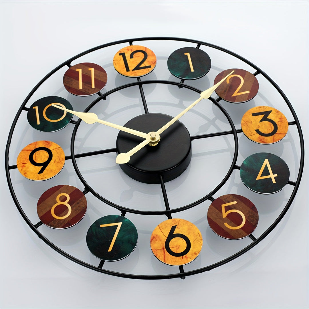 colorful Metal Wall Clock | Retro Iron Design