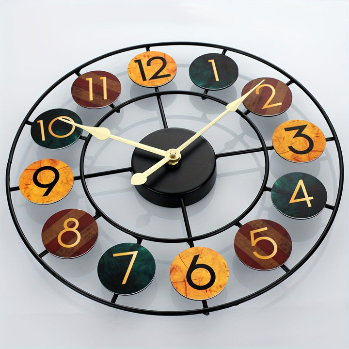 colorful Metal Wall Clock | Retro Iron Design