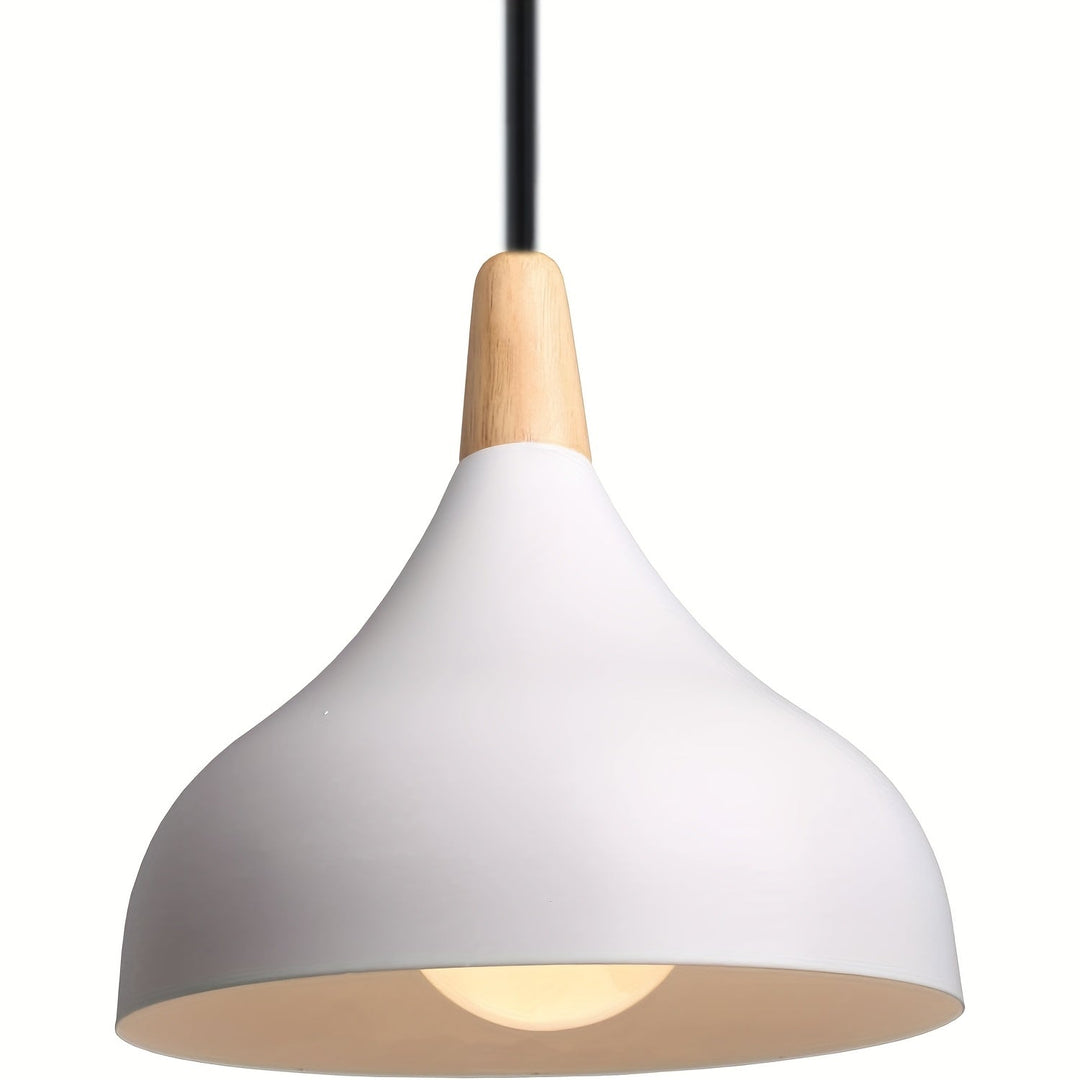 Modern Teardrop Pendant Light | Metal &amp; Wood Hanging Lamp