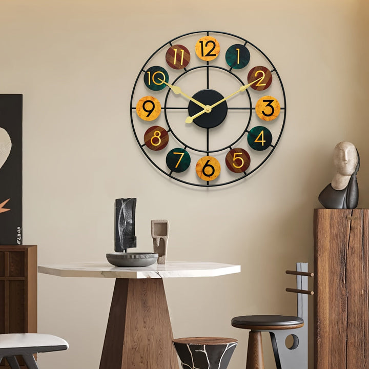 colorful Metal Wall Clock | Retro Iron Design