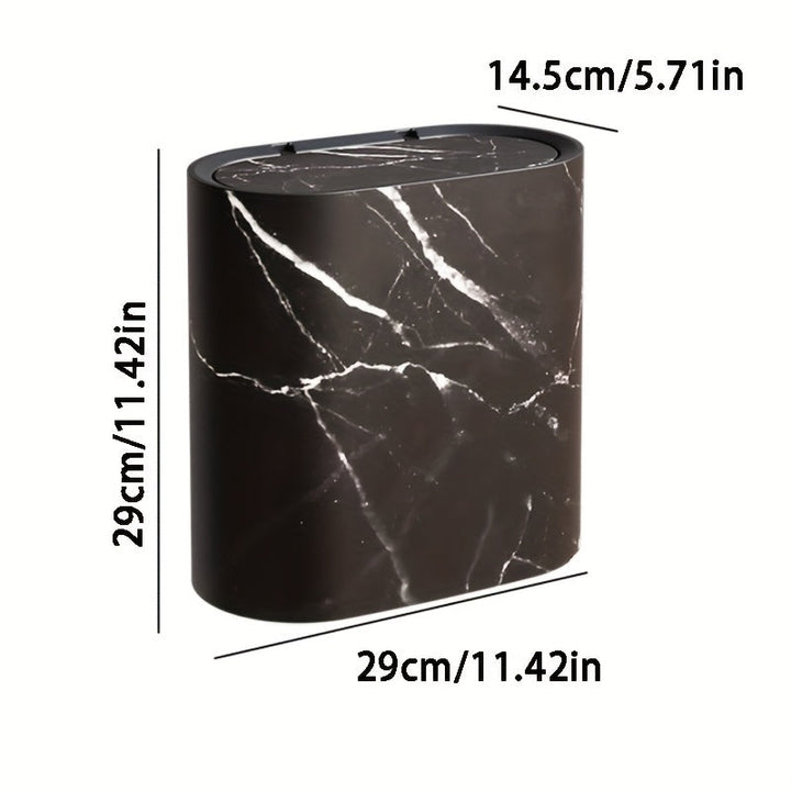 Marble Pattern Trash Can | Modern Bathroom &amp; Kitchen Bin with Lid