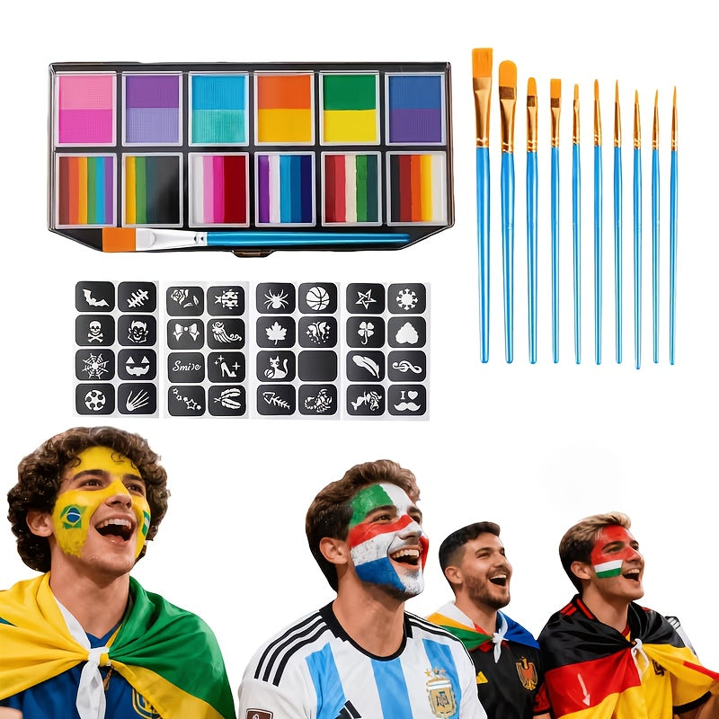 Soccer Ball Face Paint Kit Neon colors Festivals Events