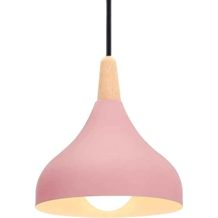 Modern Teardrop Pendant Light | Metal &amp; Wood Hanging Lamp