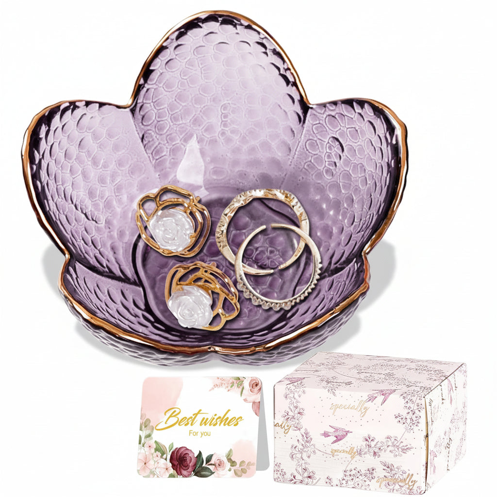 Mothers Day Flower jewelry Dish Ceramic Ring Holder Tray Gift