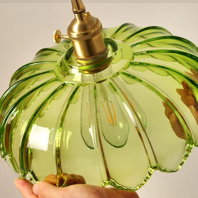 Vintage Flower Pendant Lamp | colored Glass Hanging Light