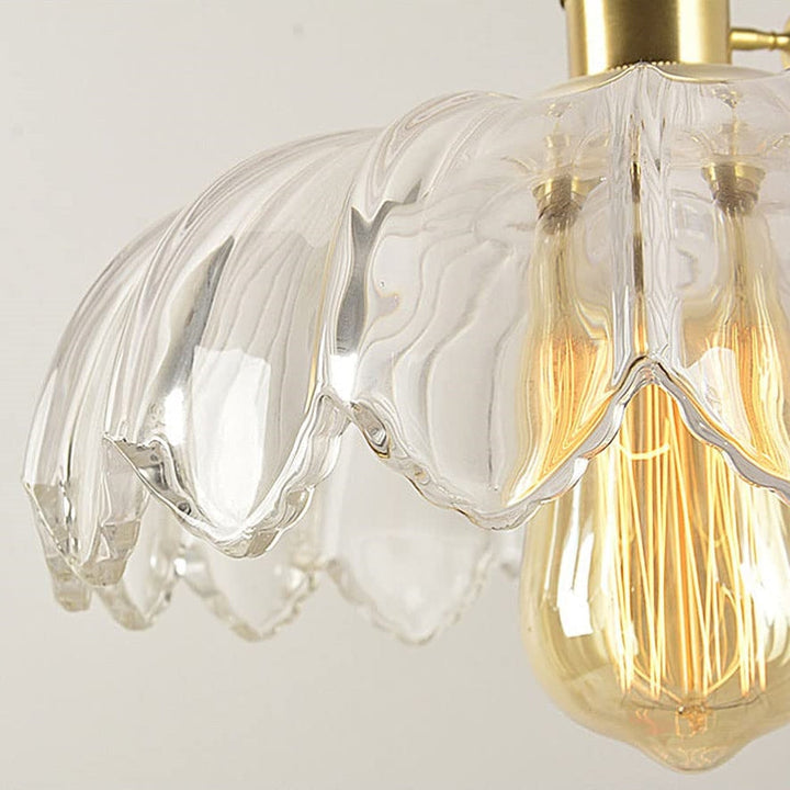 Vintage Flower Pendant Lamp | colored Glass Hanging Light