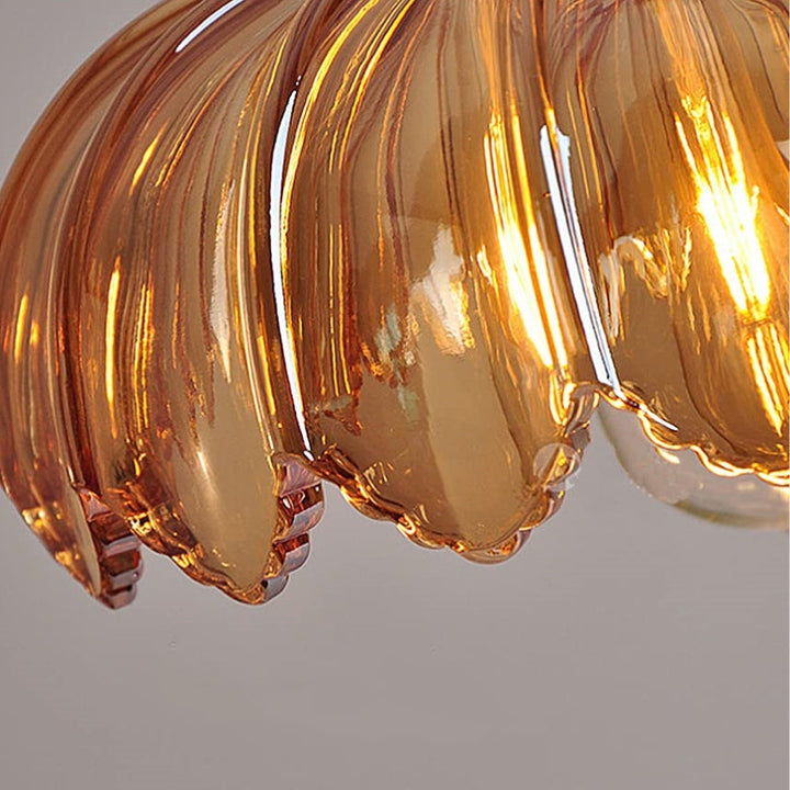 Vintage Flower Pendant Lamp | colored Glass Hanging Light