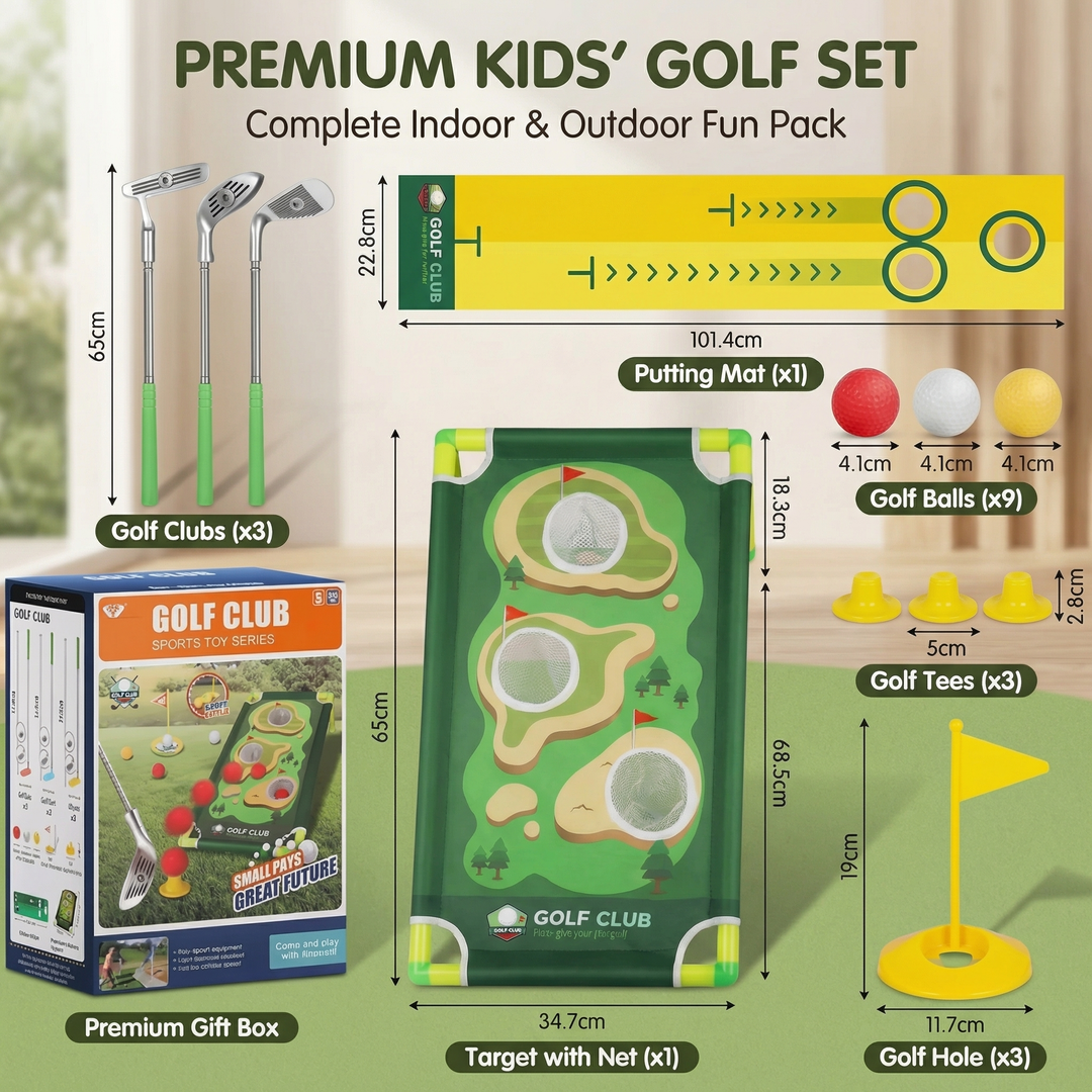 Golf Putting Mat Adjustable Golf Clubs Indoor Play Set