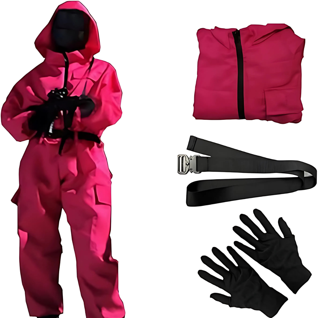 Halloween Costumes Hooded Jumpsuit Mask Outfit Set