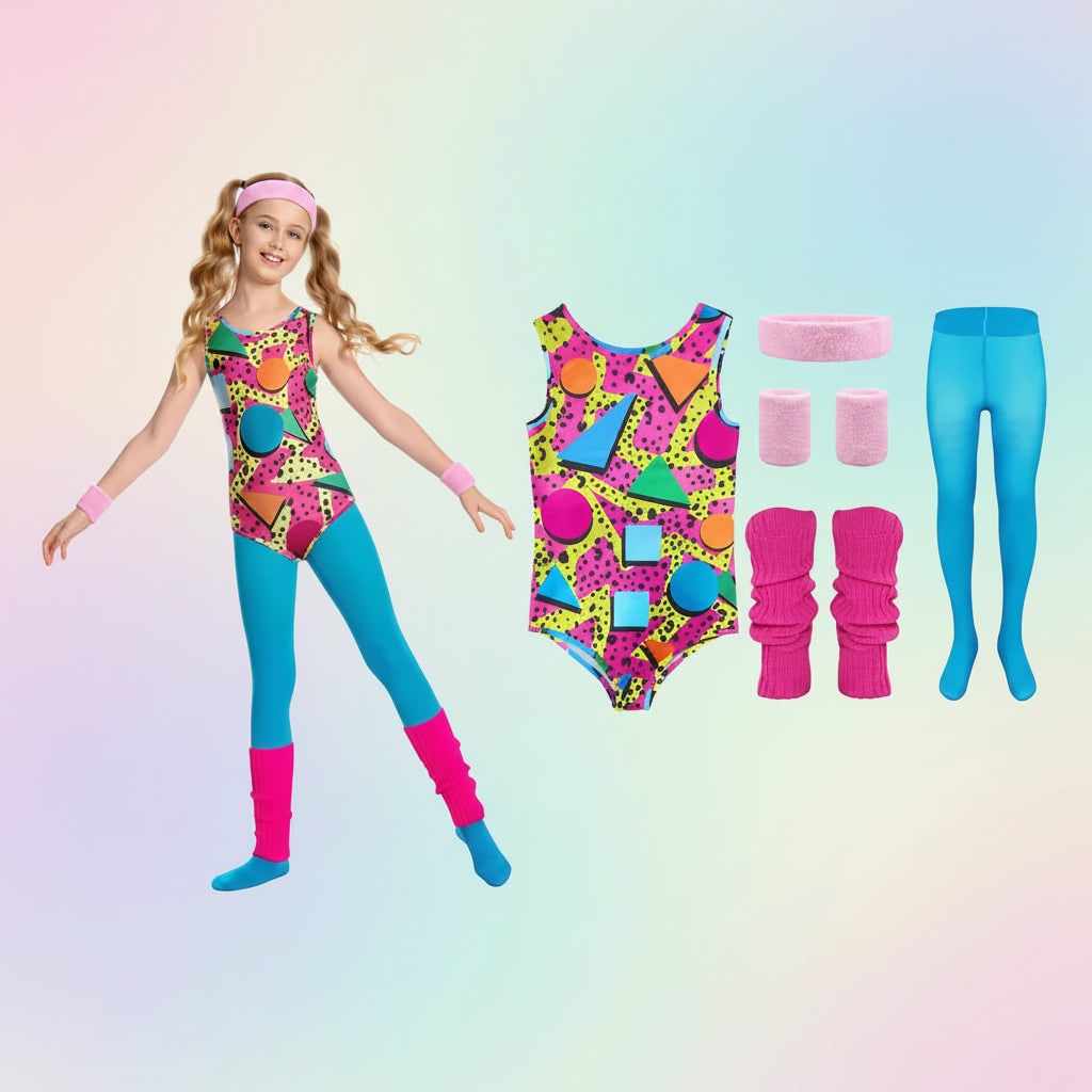 Halloween Costumes Girls Retro Fitness Outfit Set