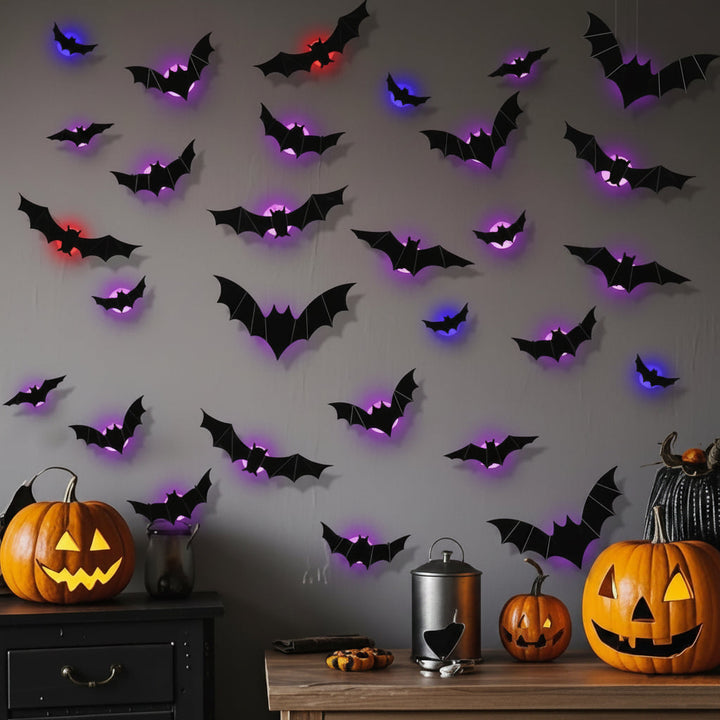 Halloween Decoration LED Bat Lights Wall Art Display