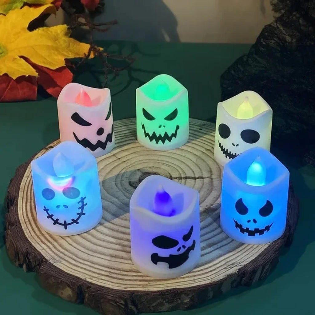 Halloween Decoration LED Pumpkin Tea Light Candle Set