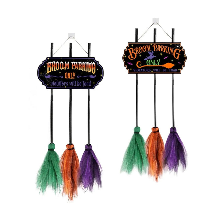 Halloween Decoration Sign Broom Parking Fun Home Accent