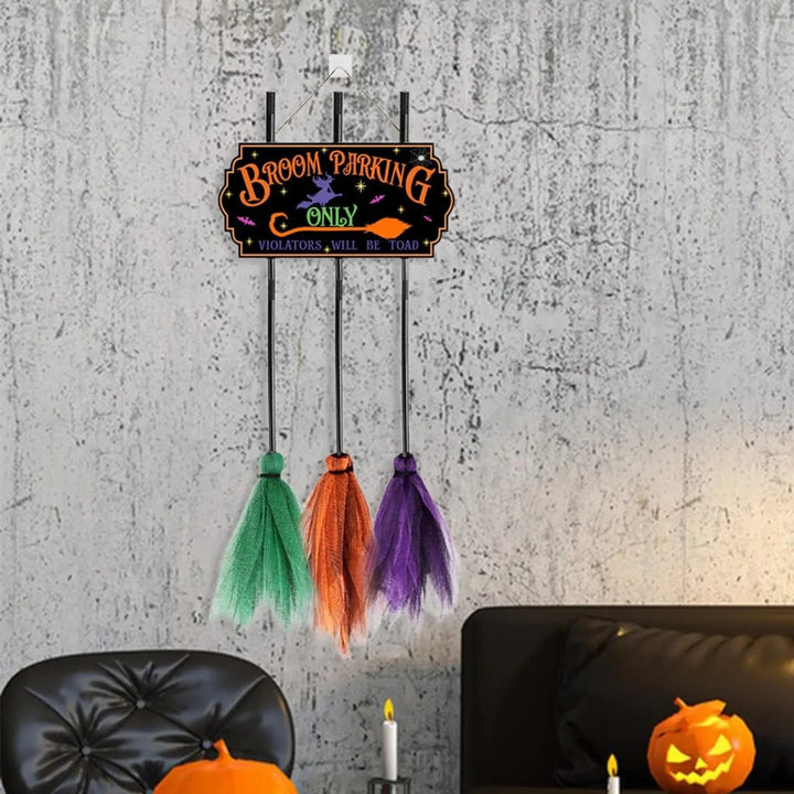 Halloween Decoration Sign Broom Parking Fun Home Accent