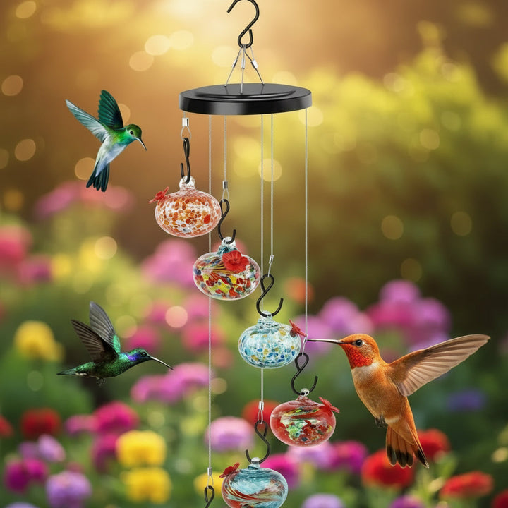 Hummingbird Feeder Wind Chime Garden Decor