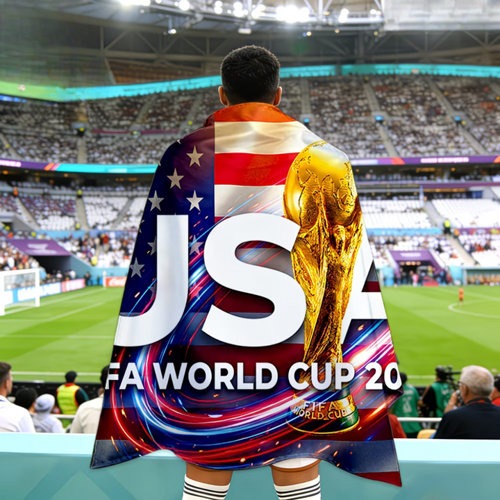 USA Flag Soccer Fan Cape World Cup Game Day Supporter Banner