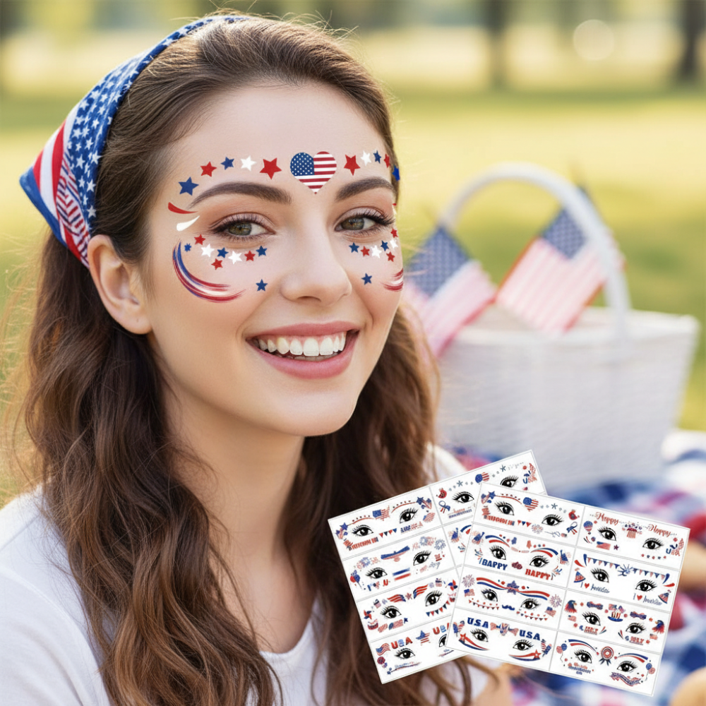 World Cup Face Paint Stickers Waterproof USA Flag Face Paint