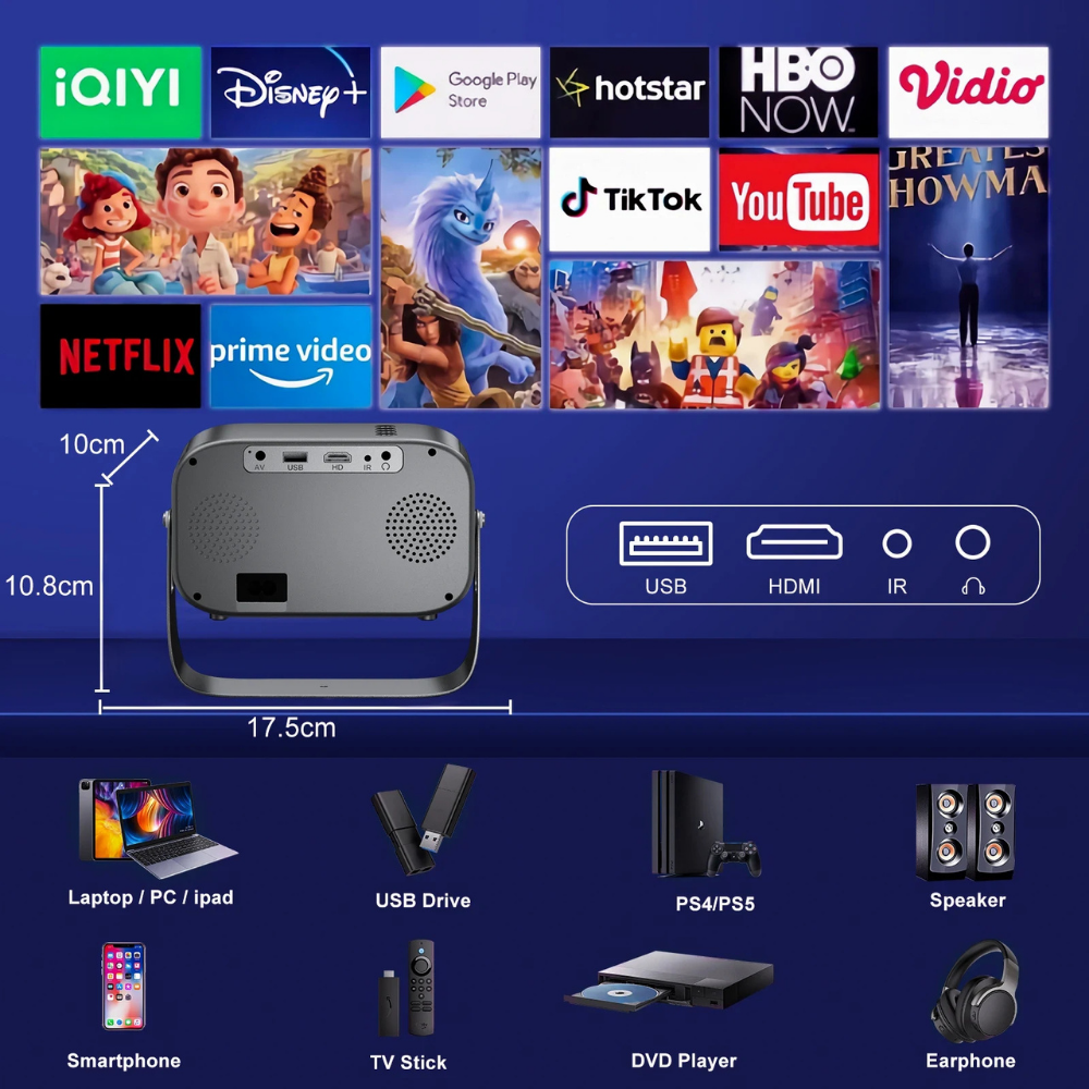 World Cup Portable Mini Projector Bluetooth WiFi Projector