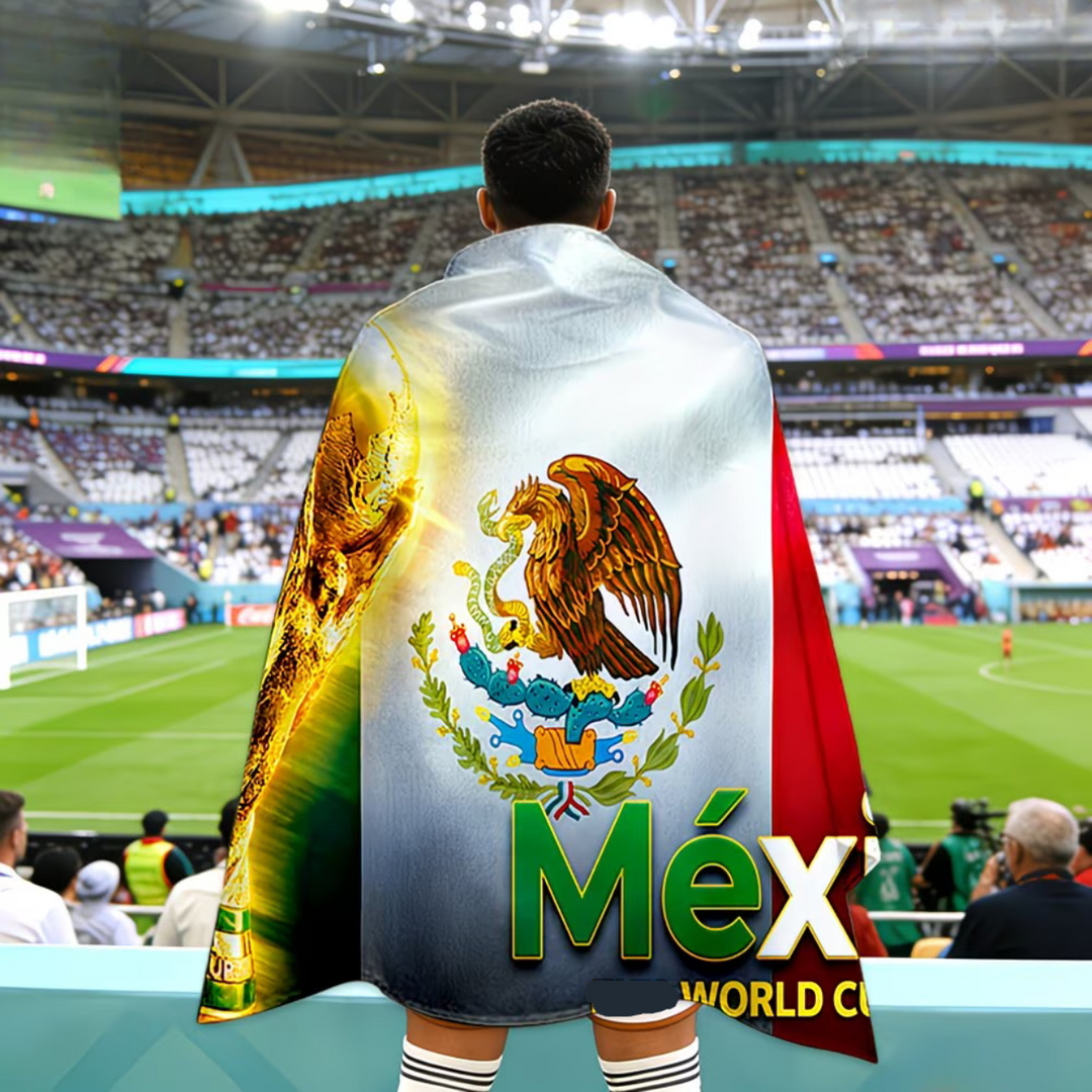 Cape Mexico Soccer Fan Banner Wearable Flag Games