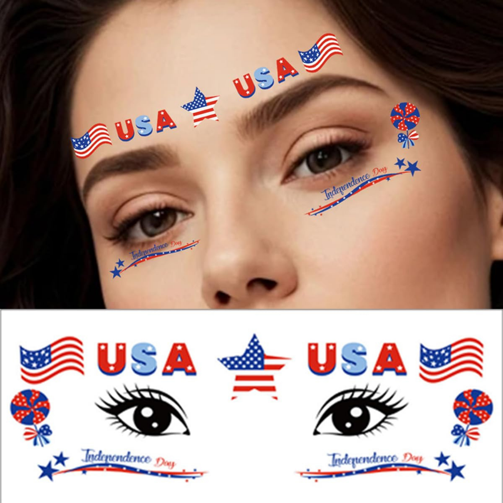 World Cup Face Paint Stickers Waterproof USA Flag Face Paint