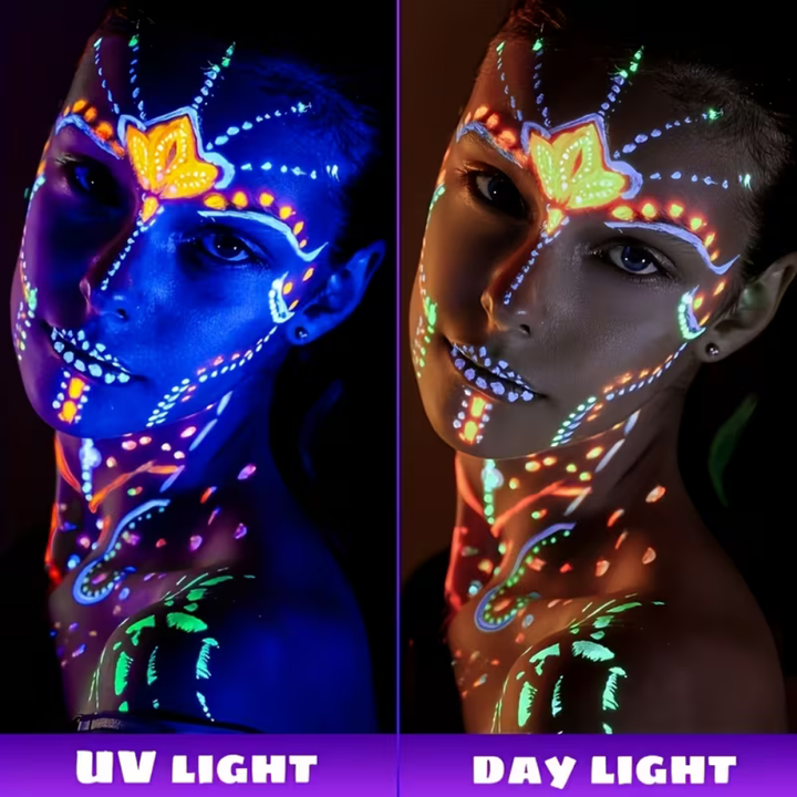 Glow Dark UV Body Paint Set Parties Festivals