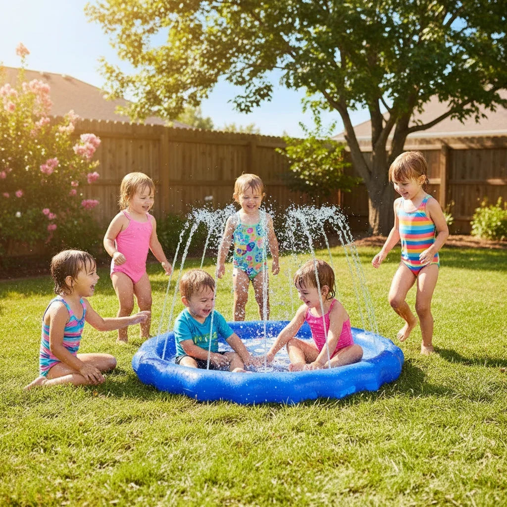 Inflatable Splash Pad Water Play Mat Animal Letters Design