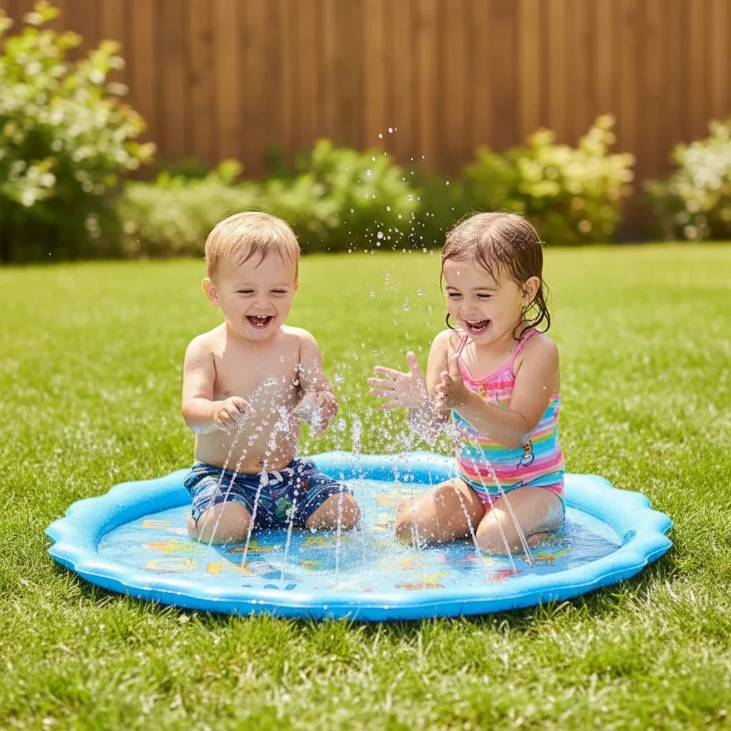 Inflatable Splash Pad Water Play Mat Animal Letters Design