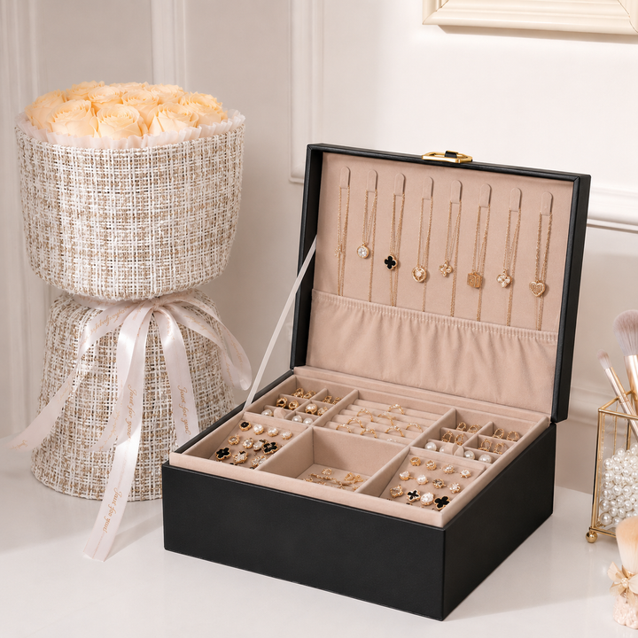 jewelry Box Organizer Mothers Day 2 Layer Storage Case Tray