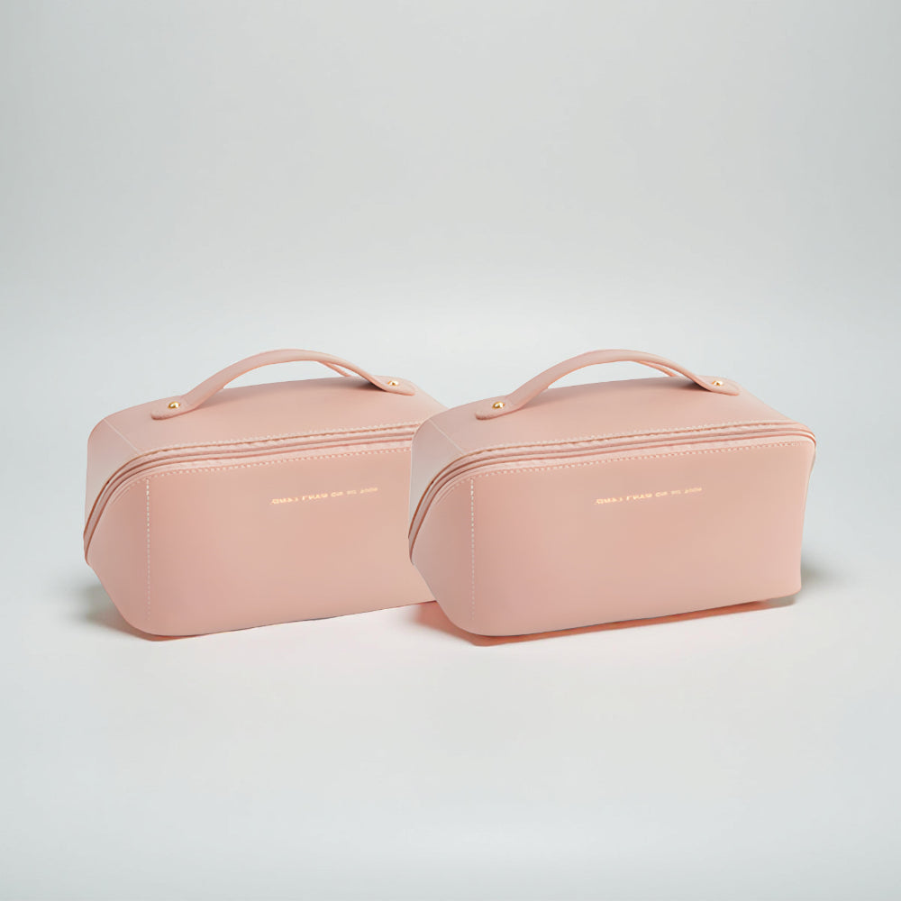 Makeup Bag Travel Organizer PU Shell Cosmetic Case Large Capacity