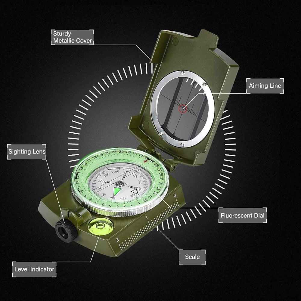 Lensatic Compass Outdoor Navigation Portable Hiking Tool