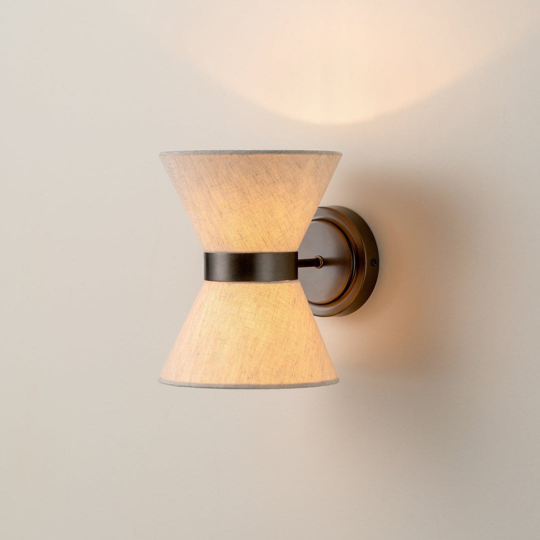Bronze &amp; Linen Wall Light | Classic Modern Elegance