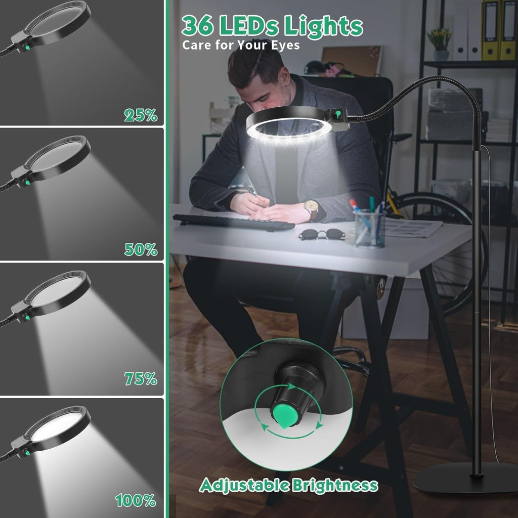 Magnifying Lamp LED Reading Glass Desk Mount