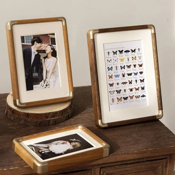Brooks Tabletop Photo Frame | Vintage Wood &amp; Brass Design