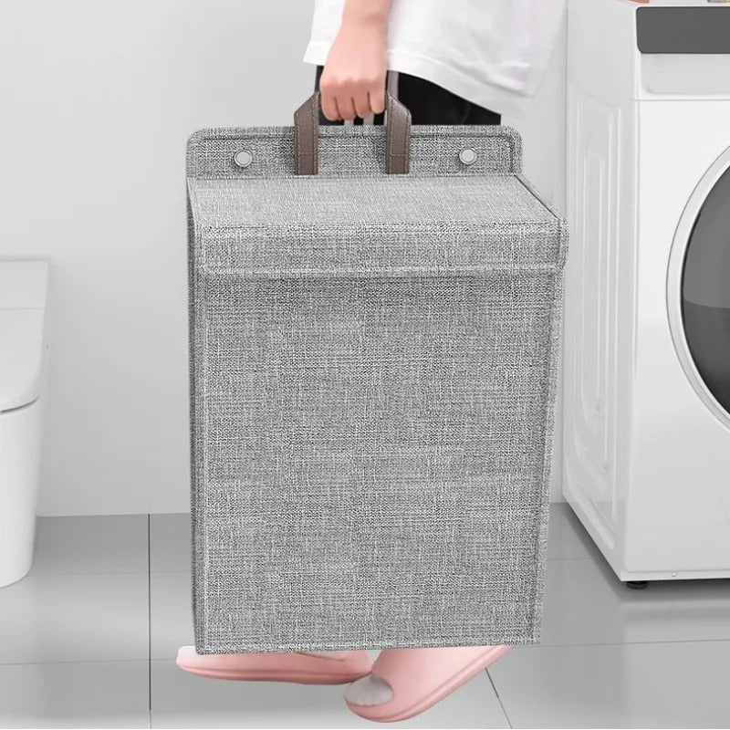 Wallora | Foldable Adhesive Laundry Basket | Wall-Mounted Clothes Hamper &amp; Organiser