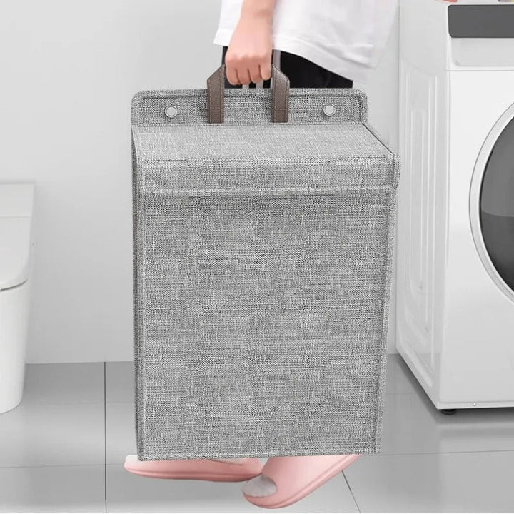 Wallora | Foldable Adhesive Laundry Basket | Wall-Mounted Clothes Hamper &amp; Organiser