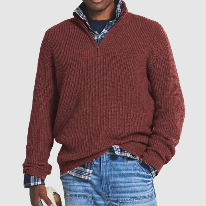 Mens Crew Neck Zipper Sweater Modern Design | Business Casual